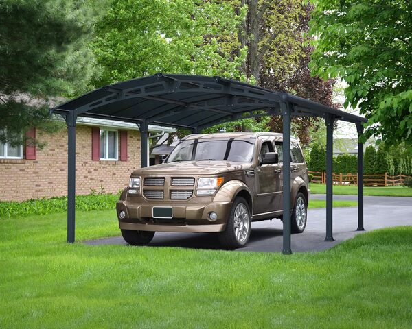 Palram Arcadia Carport 5000 Aluminium et Polycarbonate Abri de Voiture Gris, 18 m²