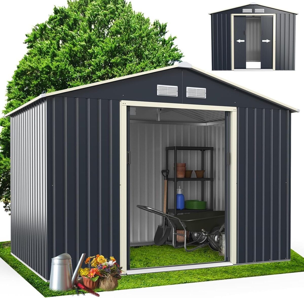 Test de l'abri de jardin métal Relax4Life : rangement résistant