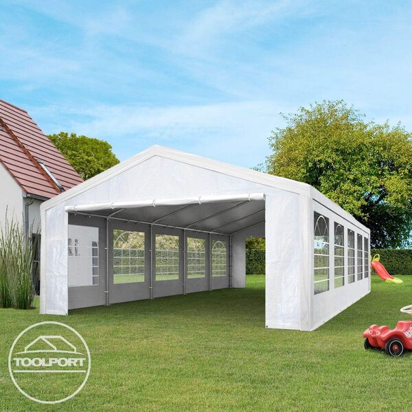 TOOLPORT Tente de réception 3x6 m pavillon Blanc bâche PE 350 N imperméable Tente de Jardin