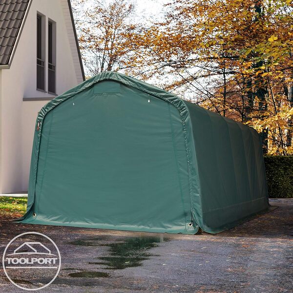 Tente-Garage carport 3,3 x 6,0m d'élevage abri agricole Tente de Stockage bâche PVC 800 N Armature Solide Vert Fonce