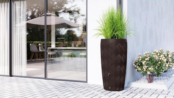 YourCasa recuperateur d Eau de Pluie 240L [Seabreeze] Plastique, tonneau récupérateur Eau de Pluie pour Jardin, recuperateur Eau de Pluie cuve Eau de Pluie récupérateur d'eau (Marron avec Robinet)