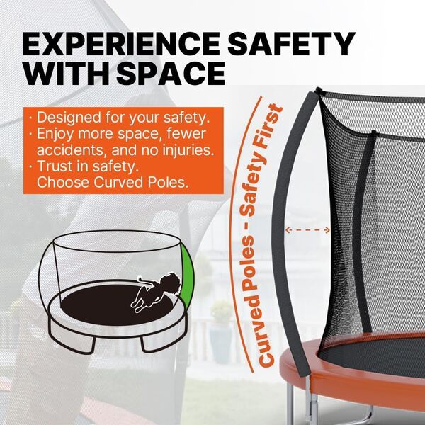 LeJump Trampoline 235/305/366cm Grand Trampoline Extérieur Orange Trampoline de Jardin avec Filet de sécurité et Tapis de Saut Trampoline Haut de Gamme pour Enfants