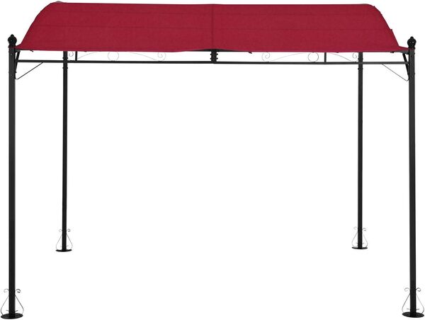 Uniprodo Pergola Inclinée De Jardin Store Terrasse en Kit Tonnelle UNI_Gazebo_ 3X2.5R (2,6x3m, Métal Peint par Poudrage, Arrête Le Soleil, Toile 180g/m2, Rouge vin)