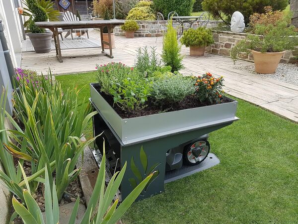 Abri Robot Tondeuse Jardinière 2 en 1 ROBOT PROTECT Life multimarque 73,5 x 59 x 40 cm | Résistant aux intempéries + Protection UV | Pieds INOX | matériel de Montage Inclus | Made in Europe