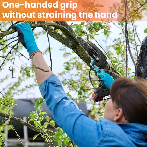 Mini Tronconneuse a Batterie 4000 Mah, 6 Pouces, Tronconneuse Electrique With Moteur Puissant 21 v 800 w, De Jardin, Loppers Coupe De Bois