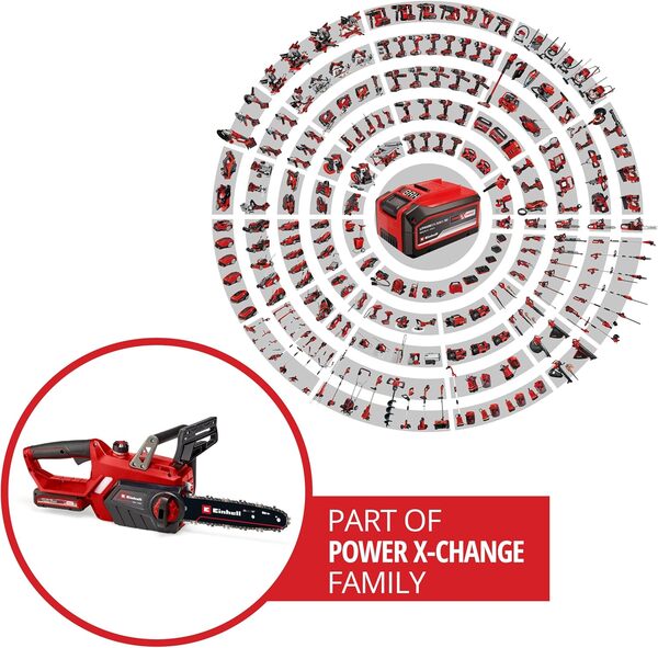 Einhell Tronçonneuse sans fil sur batterie GE-LC 18/25 Li Kit Power X-Change (18 V, 3,0 Ah, longueur du guide 25 cm, longueur de coupe 23 cm, avec 3.0 Ah batterie et chargeur)
