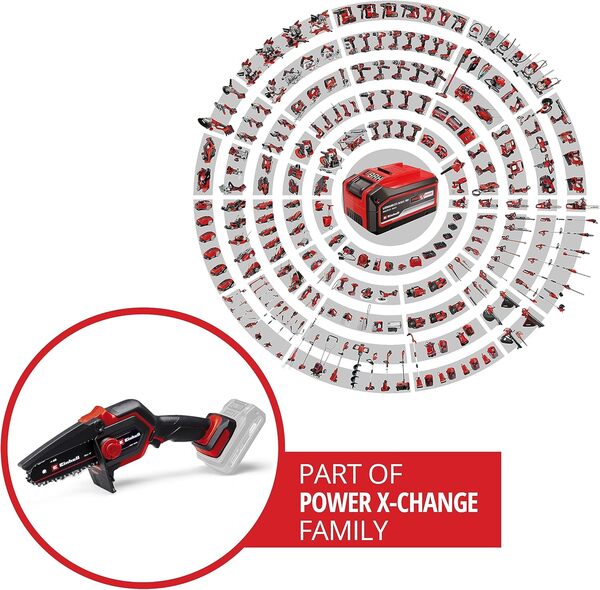 Einhell Élagueuse sans fil GE-PS 18/15 Li BL-Solo Power X-Change (18 V, moteur sans charbon, longueur de coupe 12,5 cm) Livré sans batterie ni Chargeur