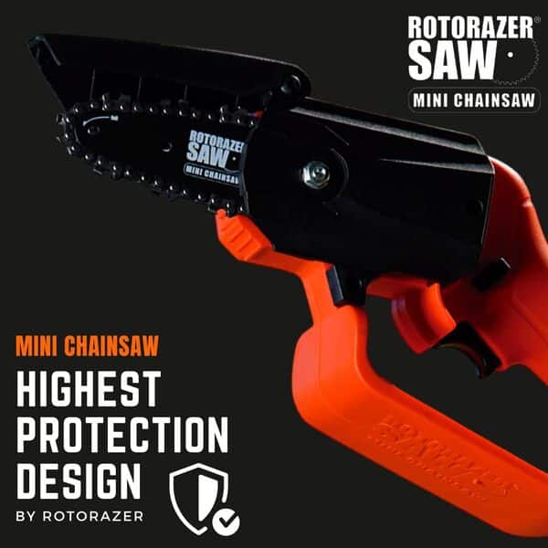 ROTORAZER Mini Chainsaw - Elagueuse - Mini tronçonneuse sans fil, Tronconneuse a Batterie électrique, 21V avec batterie et chargeur, Portable Pour couper le bois et les branches de jardin