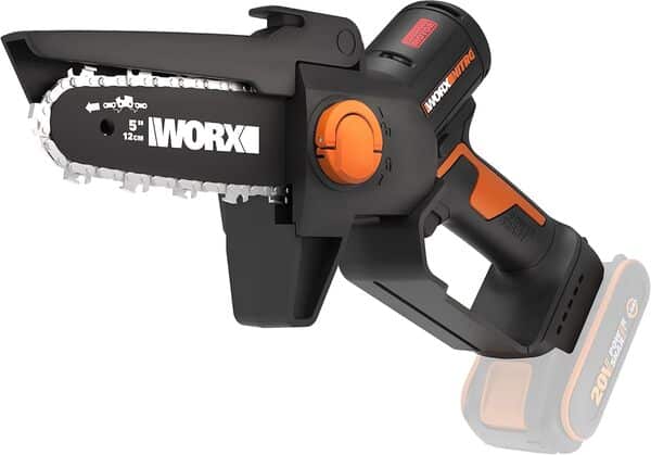 WORX NITRO - Elagueuse - Mini tronçonneuse sans fil 20V - Lame de 12 cm - WG325E.9 & Kit de démarrage pack Batterie et chargeur rapide 20V - PowerShare - WA3601