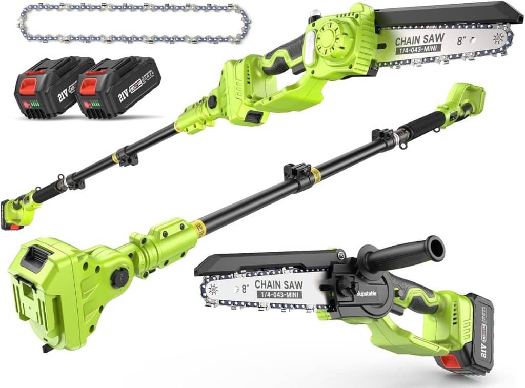 Test de l'élagueuse sur perche Supstable 8 pouces sans fil