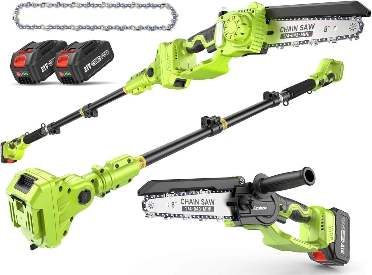 Test de l'élagueuse sur perche Supstable 8 pouces sans fil