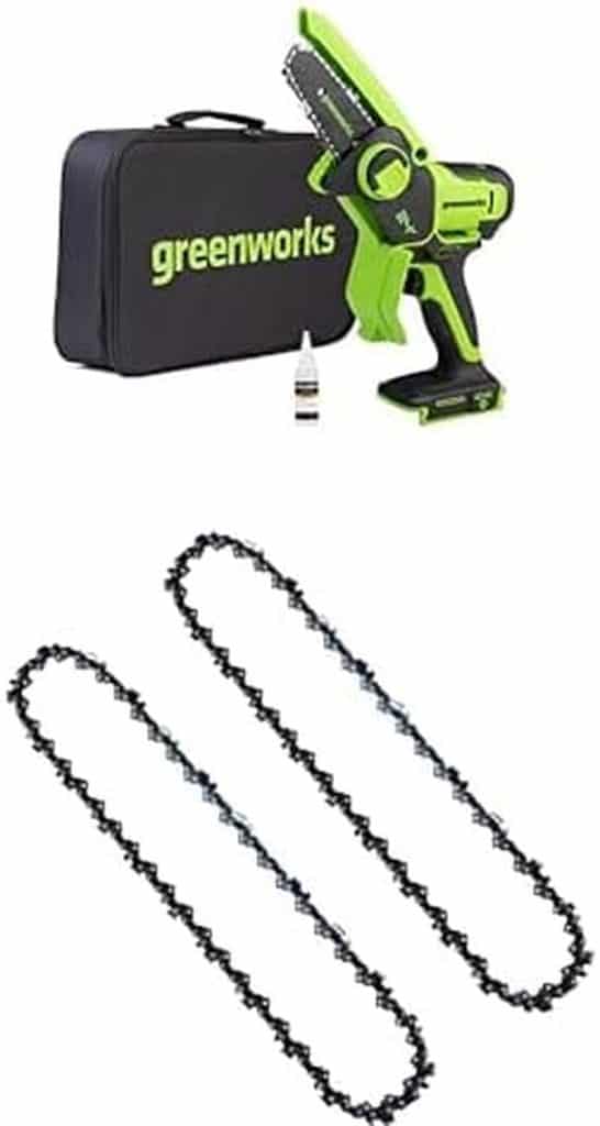 Test Greenworks 24V mini tronçonneuse 10 cm sans batterie