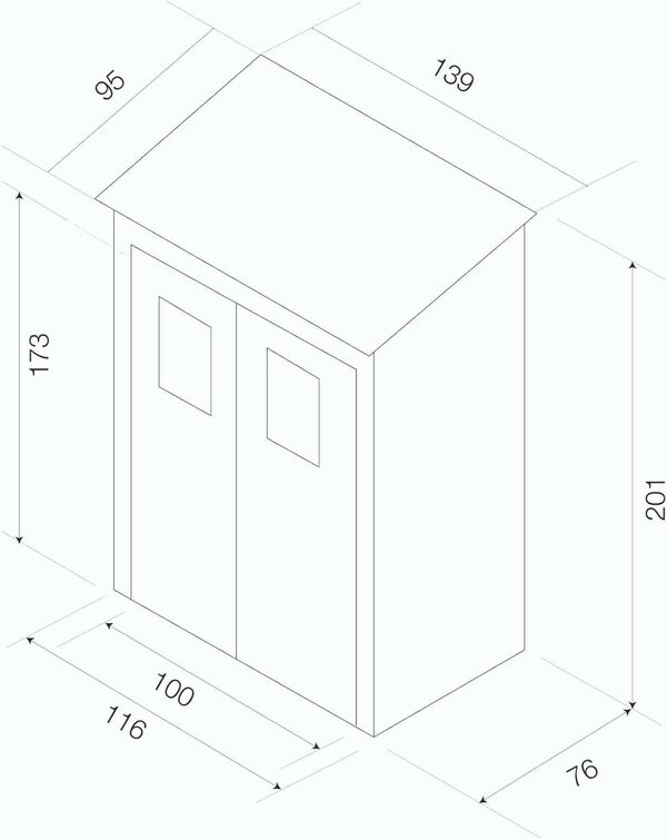 Gardiun Abri de Jardin en Résine Tuscany Evo 100 1,32 m² 95x139x201 cm 2 Portes