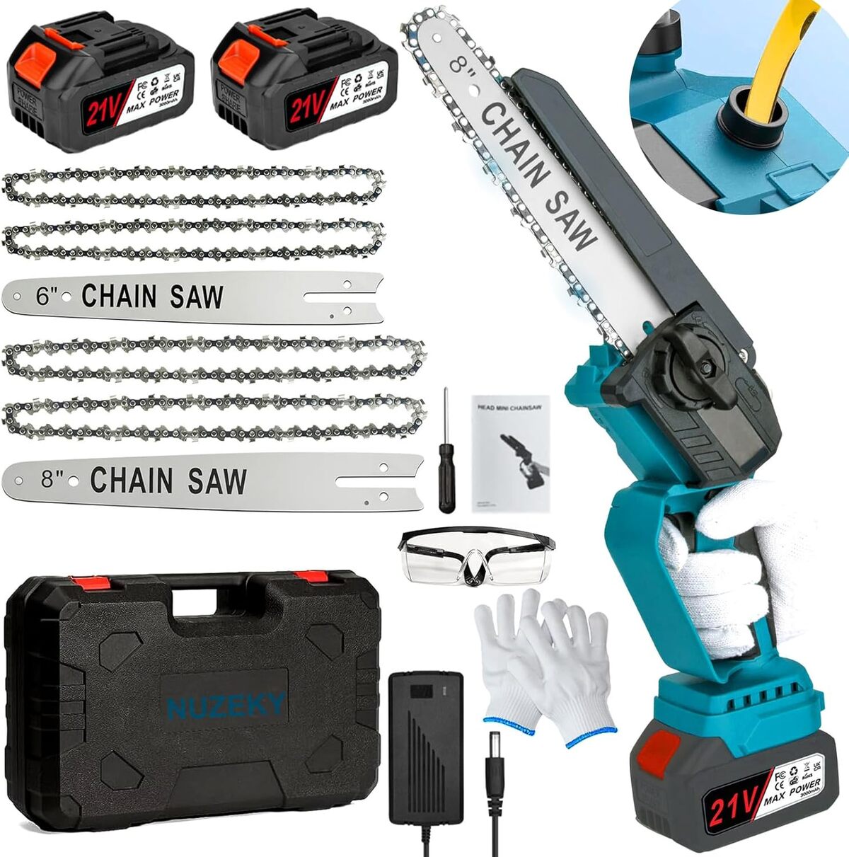 Test de la mini tronçonneuse à batterie 750W 6 et 8 pouces 2-en-1