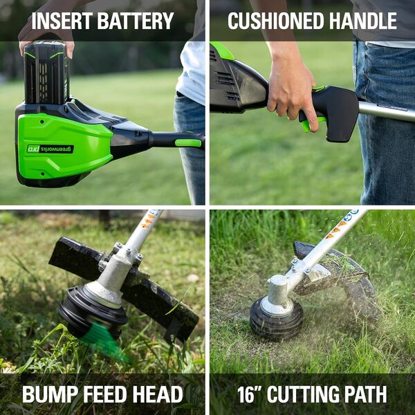 Greenworks Pro GST80320 Débroussailleuse sans Fil 40,6 cm 80 V (possibilité de Fixation), Batterie Non Incluse