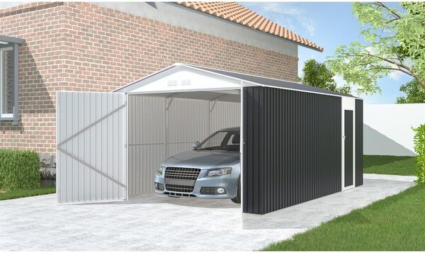 Habitat et Jardin Garage métal Houston 15,36 m² - Anthracite