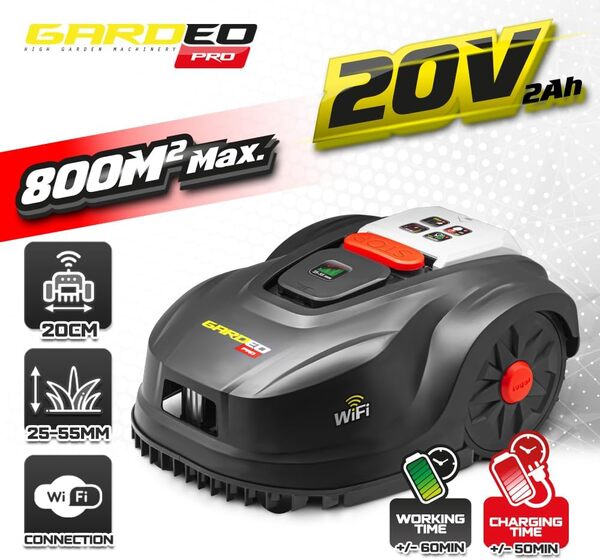 Robot tondeuse 20V 800m² Wifi - Gardeo Pro