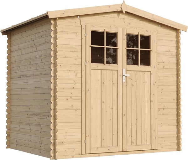 Abri de Jardin en Bois avec Sol TRAITÉ Porte verrouillable de Haute qualité - Stockage extérieur I236xL226xH218 cm/ 4,33 m2 - Toit imperméable, fenêtres TIMBELA M369F+M369G