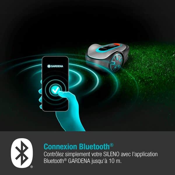 Gardena Tondeuse Robot SILENO minimo 250 m²: Tondeuse à Gazon Intelligente avec Une connectivité optimale programmable avec l'appli Bluetooth® Gardena, Version FR/NL (15201-26)
