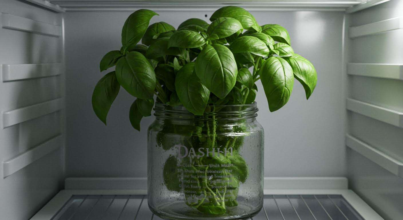 Le secret pour conserver le basilic frais pendant 1 mois au frigo avec un simple bocal