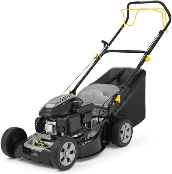 Alpina Tondeuse à Gazon à Essence AL5 46 SA, Traction à Roues, Panier de 60L, Coupe de 46cm, Jusqu'à 1200m²