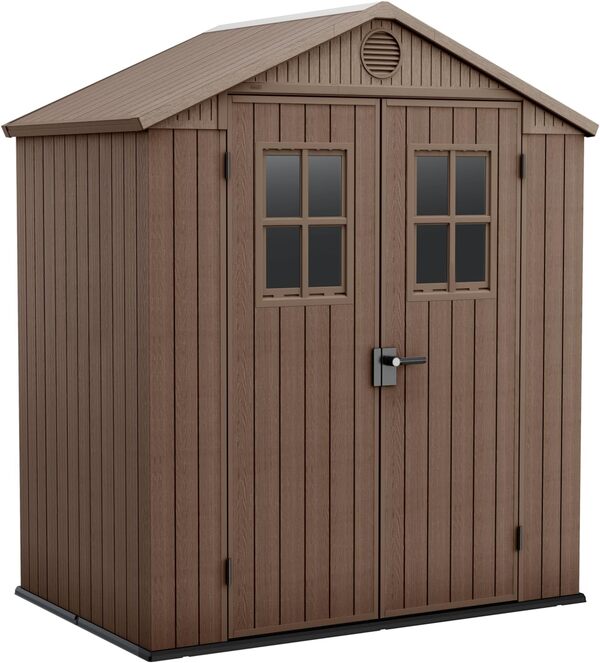 Keter Darwin 6 x 4 Maison de Jardin Effet Bois, Marron, 190 x 122 x 221 H cm