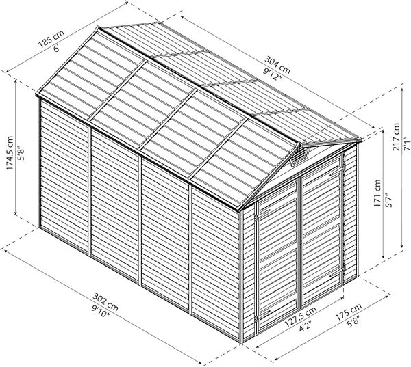 Canopia by Palram Abri de Jardin en Kit Skylight 5.6m², Cadre en Aluminium, Panneaux en Polycarbonate, Gris
