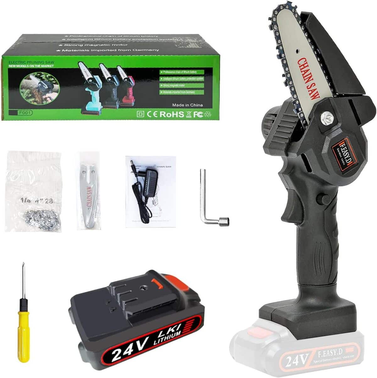 Test de la mini tronçonneuse à batterie 4 pouces