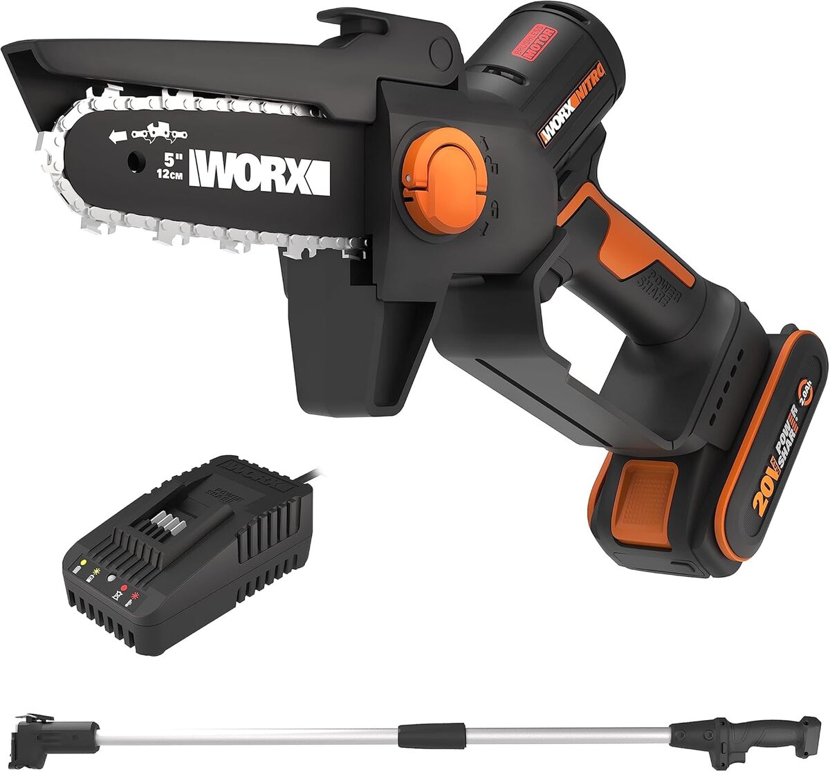 Test : worx Nitro tronçonneuse sans fil WG325E.1 avec perche 125cm