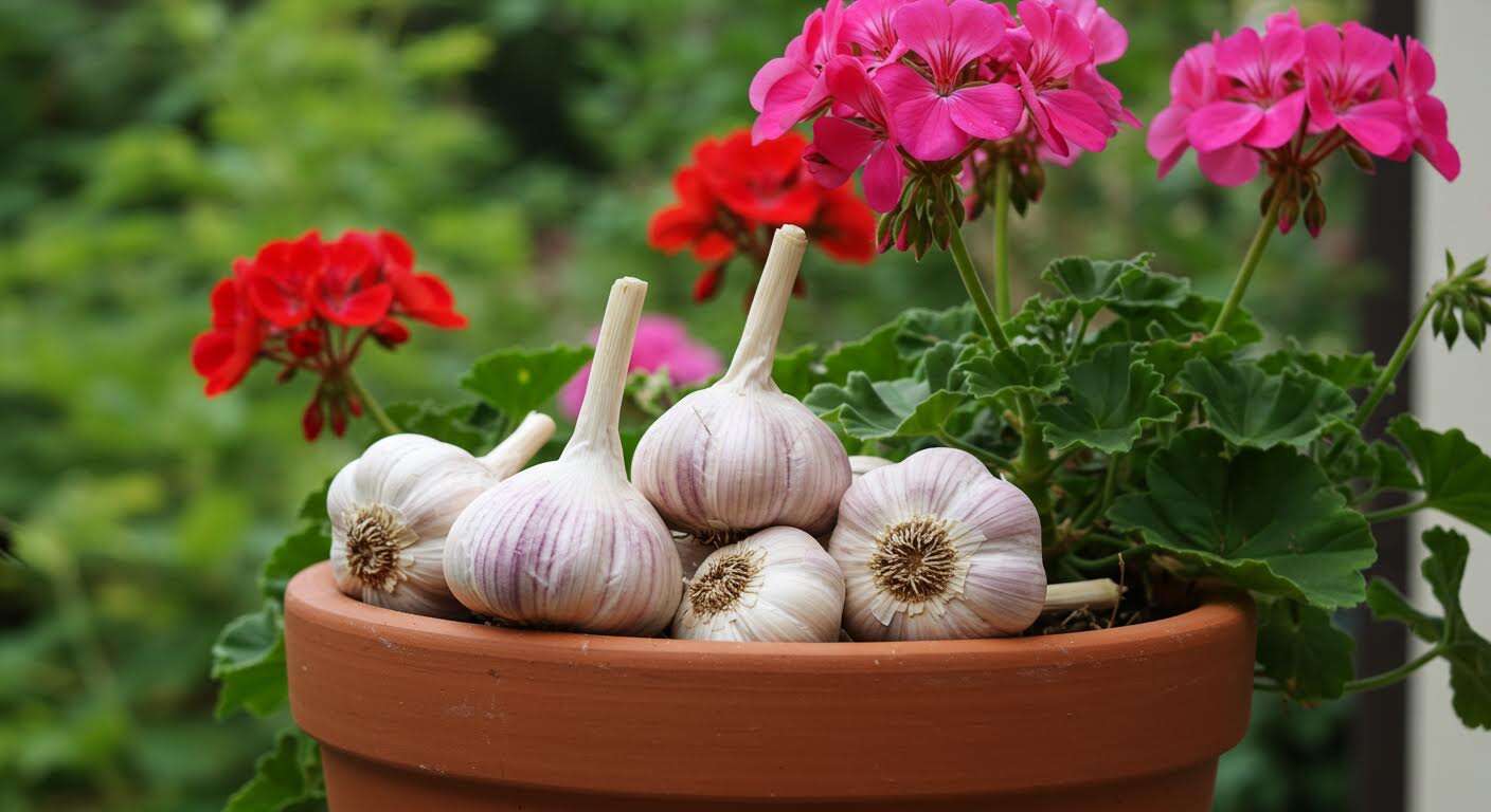Une gousse d'ail plantée dans vos pots : l'astuce de grand-mère méconnue pour protéger vos géraniums des maladies