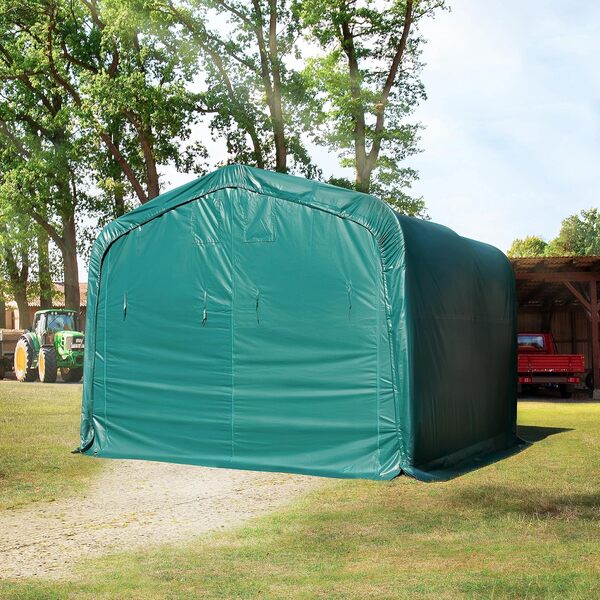 Abri Tunnel 4x4 m bâche en PVC 850 N Vert, ancrage pour Sol Meuble