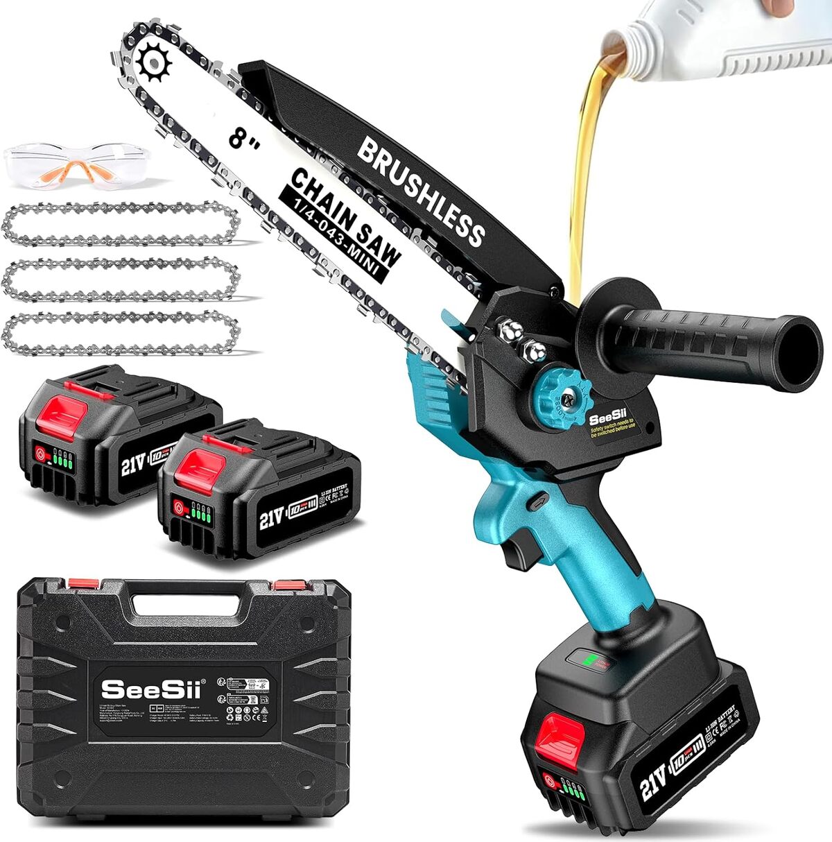 Test de la mini tronçonneuse sans balais Seesii 8 pouces