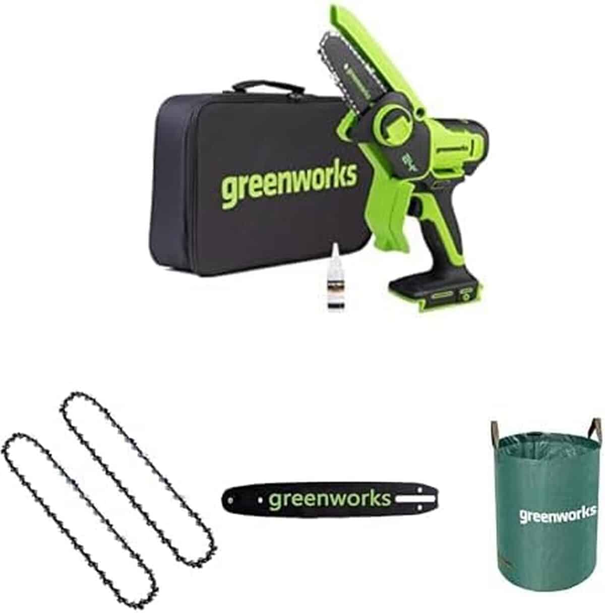 Test : greenworks 40V tronçonneuse 35cm avec accessoires complets
