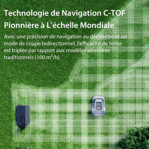 Redkey MGC1000 Robot Tondeuse, Détection de Rupture de Câble, Angle de Montée Maximal de 24°, Plateau de Lames à Levage Automatique, Contrôle Via Application, pour des Espaces de Cour jusqu'à 1000m²
