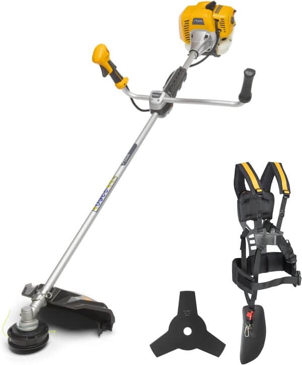 STIGA BC 545 B débroussailleuse - Moteur 2 Temps de 1,25 KW 42,7 CC, Largeur de Coupe de 45 cm, Guidon Ergonomique pour vélo, tête Tap&Go à Double Fil, Lame en métal et Harnais Double