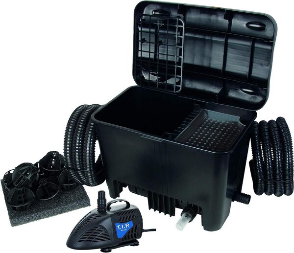 T.I.P. WDF 10000 UV 11 Filtre de Bassin jusqu'à 10000 Litres Technologie UV-C 11 Watts Wet-and-Dry avec Différents Niveaux d'Efficacité Système complet et Pompe VORTEX de 50 Watts Couleur Noir