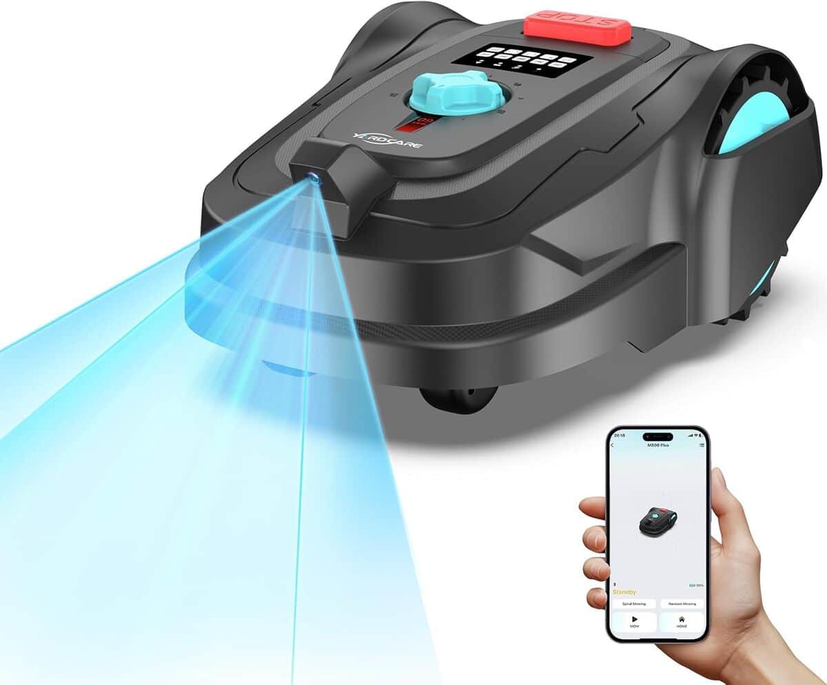 Robot Tondeuse YARDCARE M800Plus | Sans Fil, Pour Pelouse Jusqu'à 800 M² | GPS + IA, Retour Automatique, Application