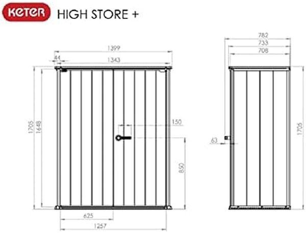 Ondis24 résistant aux intempéries périphérique Maison avec portes ouvertes Large avec manche en Duotec robuste avec sol, armoire pellicules, verrouillable, anstreichbar, 1500 l