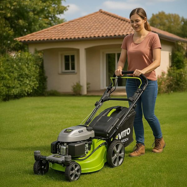 VITO - Tondeuse à Gazon Autotractée 6.5CV Moteur Essence 4T 196Cm3 Largeur 508mm Roues Avant pivotantes Surfaces 2000m²