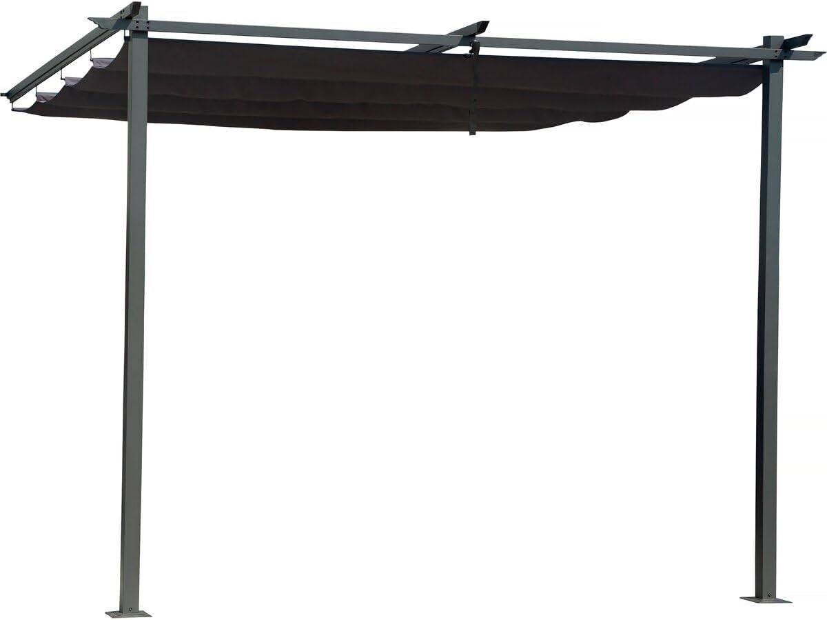 Test : pergola adossée gris anthracite 3 x 3 m, toit rétractable