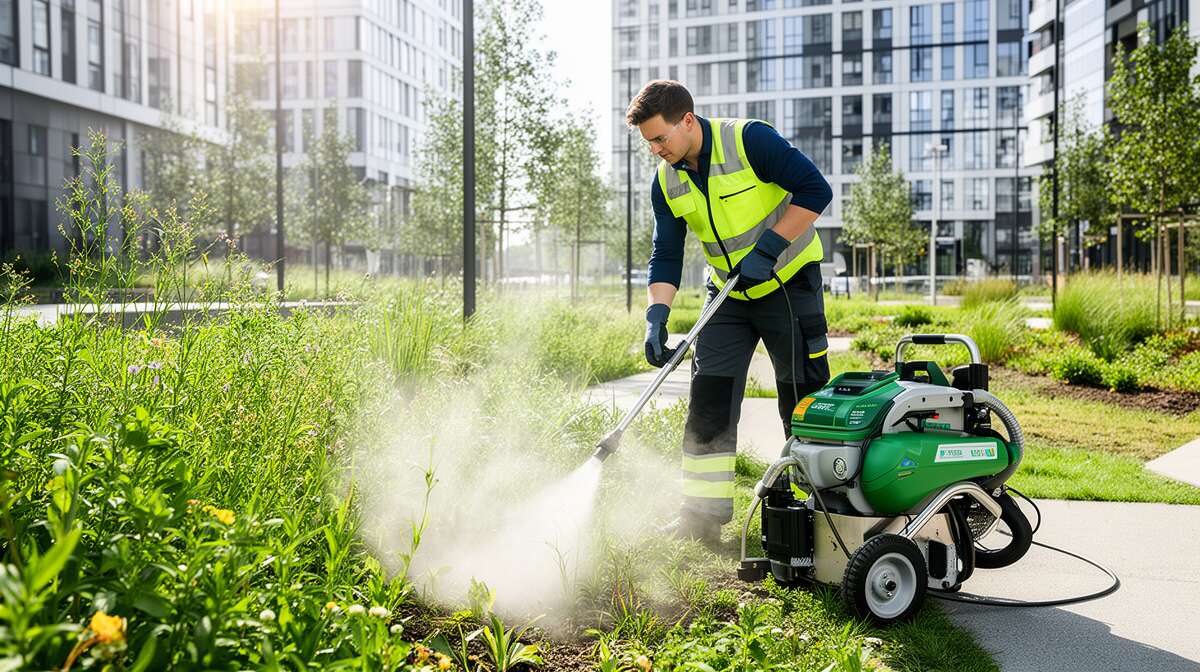 Applications vari&eacute;es du d&eacute;sherbage &agrave; vapeur dans les espaces verts