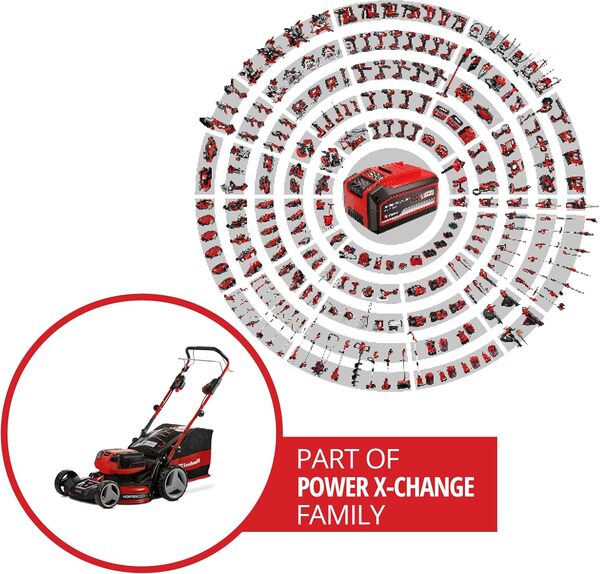 Einhell Professional Tondeuse à Gazon sans Fil GP-CM 36/47 S HW Li Power X-Change (36V, 47 cm Largeur de Coupe, autotractée, Moteur sans Charbon) Livré avec 4 Batteries 4,0Ah et 2 Chargeurs Doubles