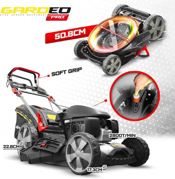 Tondeuse Thermique tractée 167CC avec Moteur Honda, Mulching et éjection latérale - Gardeo Pro