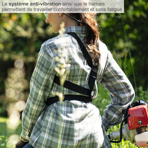 Scheppach Débroussailleuse Thermique MTC42-5P | 1,5 CV / 42,7cm³ | Appareil Multifonctions 5 en 1 - Coupe-Bordures, Taille-Haies, élagueuse, souffleur de Feuilles | Bandoulière | Anti-Vibrations