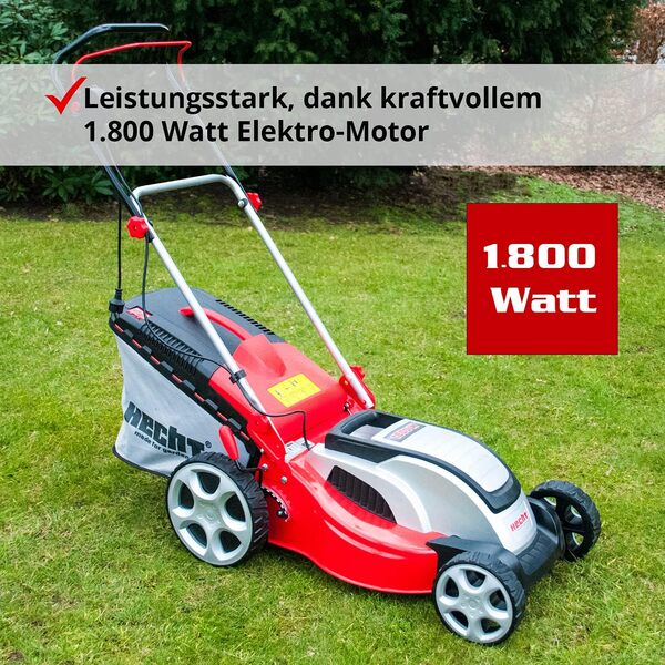 HECHT Tondeuse électrique 1845 Tondeuse à gazon électrique (1800 W, 46 cm, 60 L)