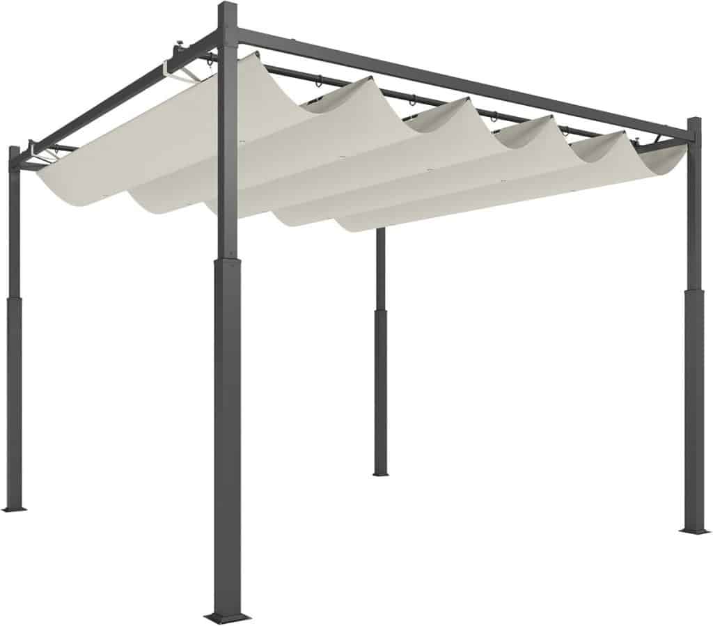 Test pergola coulissante Outsunny 3x3 m : abri solaire pratique pour jardin et terrasse