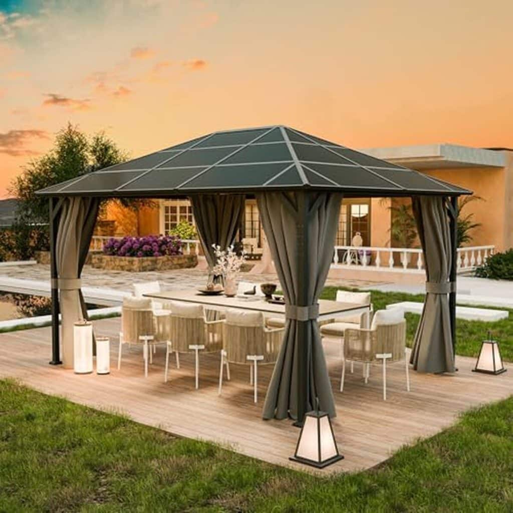 Test de la tonnelle UDPATIO 3x4m imperméable avec rideaux pour jardin