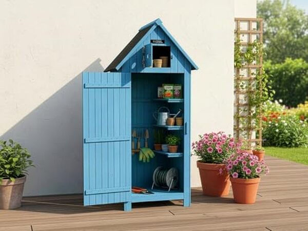 Découvrez notre analyse détaillée de l'armoire de jardin cabanon bleu ciel, dimensions 77 x 54.5 x 179 cm : qualité, fonctionnalités et avis pour un jardin organisé et élégant