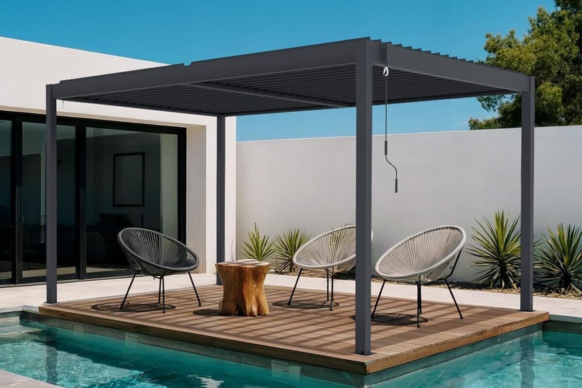 Test pergola Cazeboo Santa 4x3m : bioclimatique et design en aluminium gris